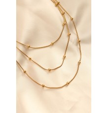 Çelik Altın Renkli Topçuk Tasarımlı Çoklu Kolye - TJ-BKO6243