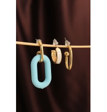 Mavi Renk Uzun Oval Halka Küpe Seti - TJ-BKP6289