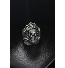 Ayarlanabilir Örümcek Ağında Kurukafa Figürlü Erkek Yüzük - TJ-EY514