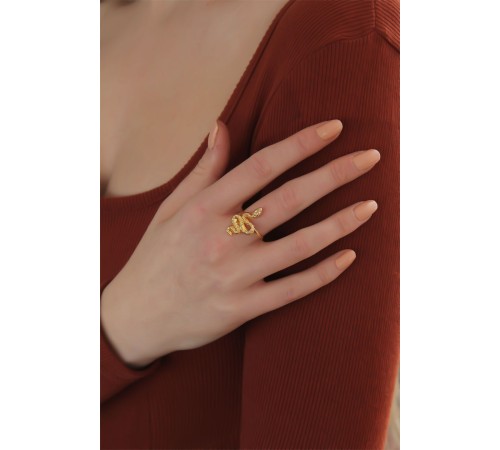 Ayarlanabilir Altın Renk Yılan Yüzük - TJ-BYK2255