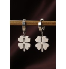 316L Çelik Gümüş Renk Yonca Küpe - TJ-BKP6328