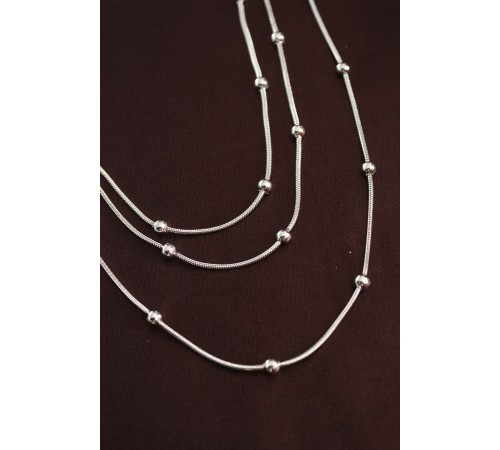 316L Çelik Gümüş Renk Minimal Topçuk Model Çoklu Kolye - TJ-BKO6332