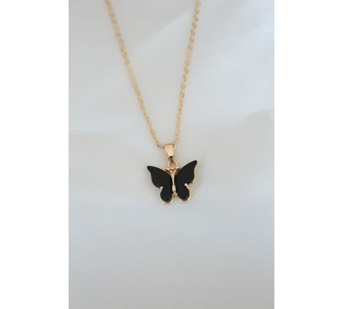 Gold Kaplama Siyah Renkli Sedefli Kolye - TJ-BKO6435