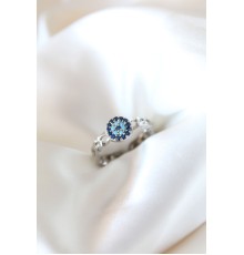 Zirkon Taşlı Nazarlı Gümüş Kaplama Kadın Yüzük - TJ-BYK2318