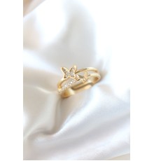 Zirkon Taşlı Altın Kaplama Kadın Yüzük - TJ-BYK2321