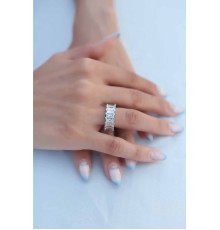 Zirkon Taşlı Gümüş Renk Baget Kadın Yüzük - TJ-BYK2341