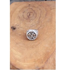 Balta Desenli Gümüş Renk Ayarlanabilir Erkek Yüzük - TJ-EY537