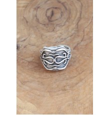 Motifli Gümüş Renk Ayarlanabilir Erkek Yüzük - TJ-EY540