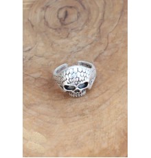 Kuru Kafa Desen Ayarlanabilir Gümüş Renk Erkek Yüzük - TJ-EY541