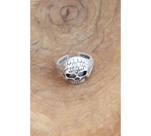 Kuru Kafa Desen Ayarlanabilir Gümüş Renk Erkek Yüzük - TJ-EY541