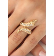 Gold Renk Ayarlanabilir Zirkon Taşlı Kadın Yılan Yüzük - TJ-BYK2402