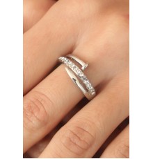 Gümüş Renk Taşlı Çivi Ayarlanabilir Kadın Yüzük - TJ-BYK2407