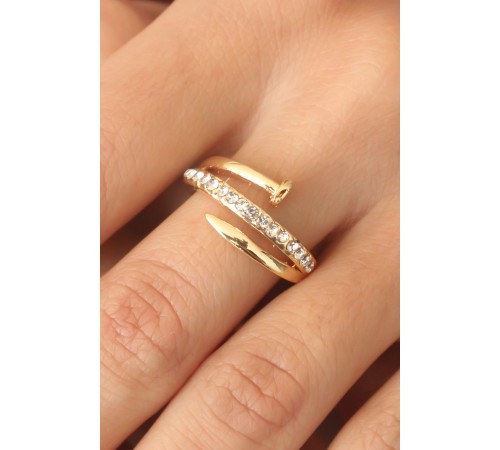 Gold Renk Taşlı Çivi Ayarlanabilir Kadın Yüzük - TJ-BYK2408