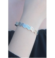 316L Kararmaz Çelik Gümüş Renk Dalga Model Kelepçe Kadın Bileklik - TJ-BB4636