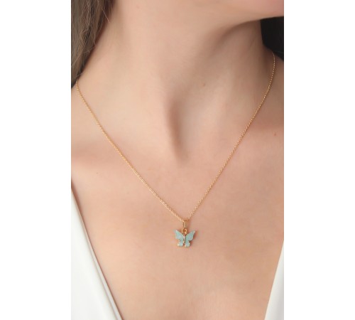 Gold Renk Su Yeşili Figür Kadın Kolye - TJ-BKO6813