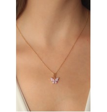 Gold Lila Renk Figür Kadın Kolye - TJ-BKO6814