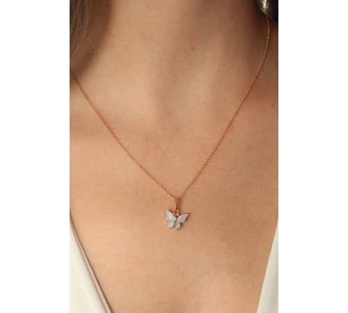 Gold Mavi Renk Figür Kadın Kolye - TJ-BKO6816