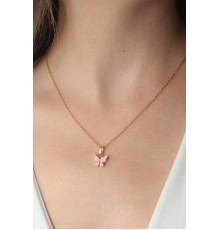 Gold Pembe Renk Figür Kadın Kolye - TJ-BKO6817