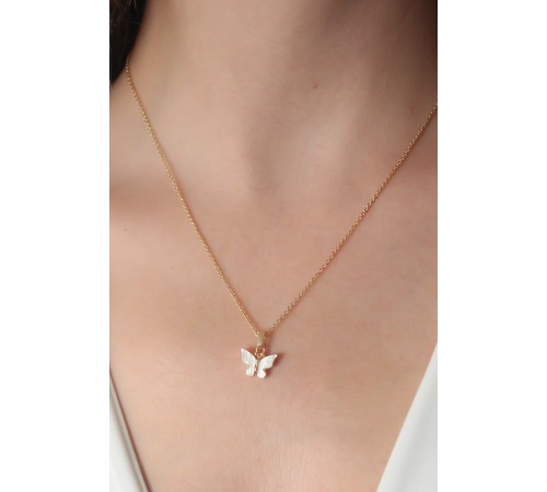 Gold Beyaz Renk Figür Kadın Kolye - TJ-BKO6818