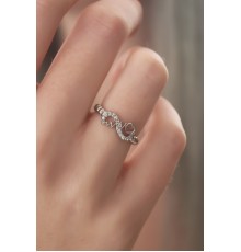 Gümüş Renk Sonsuzluk Kalp Ritmi Model Zirkon Taşlı Kadın Yüzük - TJ-BYK2420