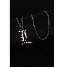 Gümüş Renk L Harf Erkek Kolye - TJ-ERK1244