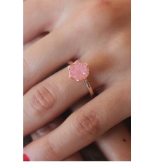Pembe Lotus Çiçek Figür Gold Renk Kadın Yüzük - TJ-BYK2485