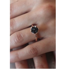 Siyah Renk Lotus Çiçek Figür Gold Renk Kadın Yüzük - TJ-BYK2486