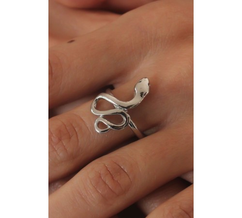 Gümüş Renk Yılan Model Kadın Yüzük - TJ-BYK2527