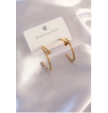 Çelik Gold Renk Zirkon Taş Detay Kadın Küpe - TJ-BKP6940