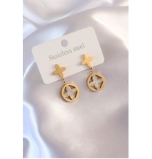 Çelik Gold Renk Yonca Model Kadın Küpe - TJ-BKP6945