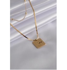 316L Çelik Gold Renk İtalyan Zincir 'You & Me' İşleme Kadın Kolye - TJ-BKO6980