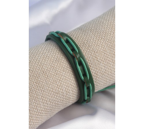 Yeşil Renk Deri İpli Erkek Bileklik - TJ-EB3578