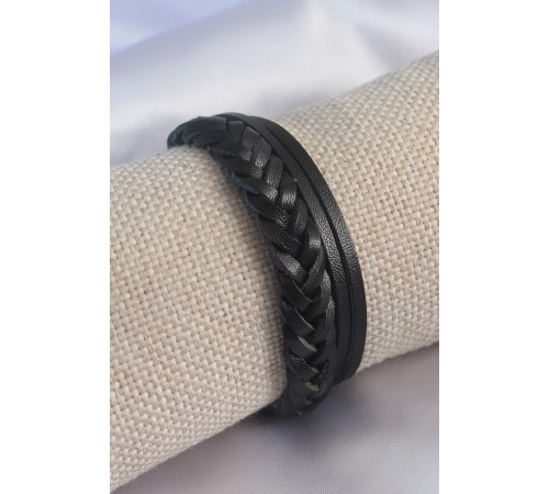 Siyah Burgu Model Deri Erkek Bileklik - TJ-EB3588