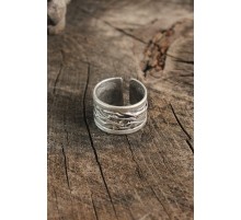 Antik Gümüş Renk Motif İşleme Ayarlanabilir Erkek Yüzük - TJ-EY598