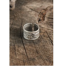 Antik Gümüş Renk Motif İşleme Ayarlanabilir Erkek Yüzük - TJ-EY598