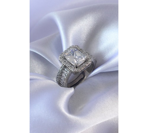 Gümüş Renk Zirkon Taşlı Kadın Yüzük - TJ-BYK2583