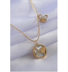 316L Çelik Gold Renk Tavşan Model Kadın Kolye - TJ-BKO7140