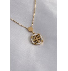 316L Çelik Gold Renk Çiçek Figür Kadın Kolye - TJ-BKO7152