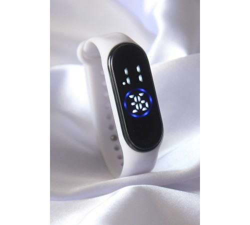 Beyaz Renk Silikon Kordonlu Dijital Dokunmatik Saat - TJ-BS3451