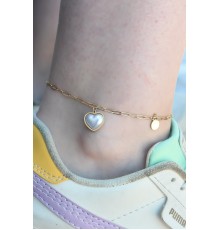 316L Çelik Gold Renk Kalp Model Kadın Halhal - TJ-HH1493