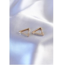 Gold Renk Zirkon Taşlı Üçgen Model Kadın Küpe - TJ-BKP7235