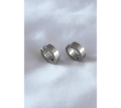 316L Çelik Gümüş Renk Sıkıştırmalı Erkek Küpe - TJ-EKP277