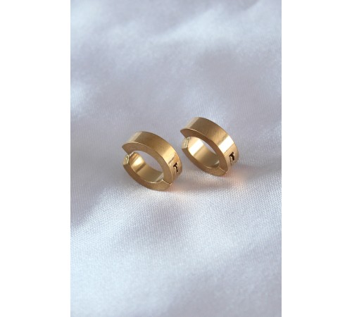 316L Çelik Gold Renk Sıkıştırmalı Erkek Küpe - TJ-EKP278