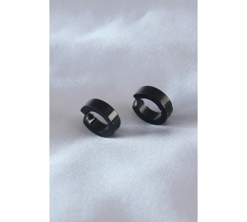 Çelik Siyah Renk Sıkıştırmalı Erkek Küpe - TJ-EKP279