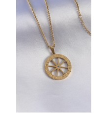 316L Çelik Gold Renk Burçlar İşleme Zirkon Taşlı Kadın Kolye - TJ-BKO7321