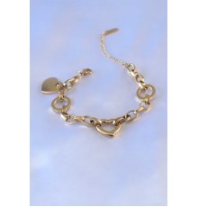 316L Çelik Gold Renk Kalp Figür Zincir Model Kadın Bileklik - TJ-BB5232