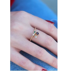 Gold Renk Kiraz Model Zirkon Taşlı Kadın Yüzük - TJ-BYK2603