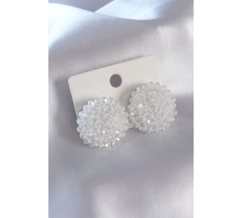 Beyaz Kristal Boncuklu Kadın Küpe - TJ-BKP7359