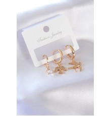 Gold Renk Kuş Figür Zirkon Taşlı Kadın Küpe - TJ-BKP7375