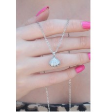 316L Çelik Gümüş Renk Açılır Midye Model Kadın Kolye - TJ-BKO7389